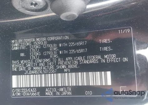 2020 Lexus Nx 300 from USA, damaged, VIN JTJDARBZXL5012367